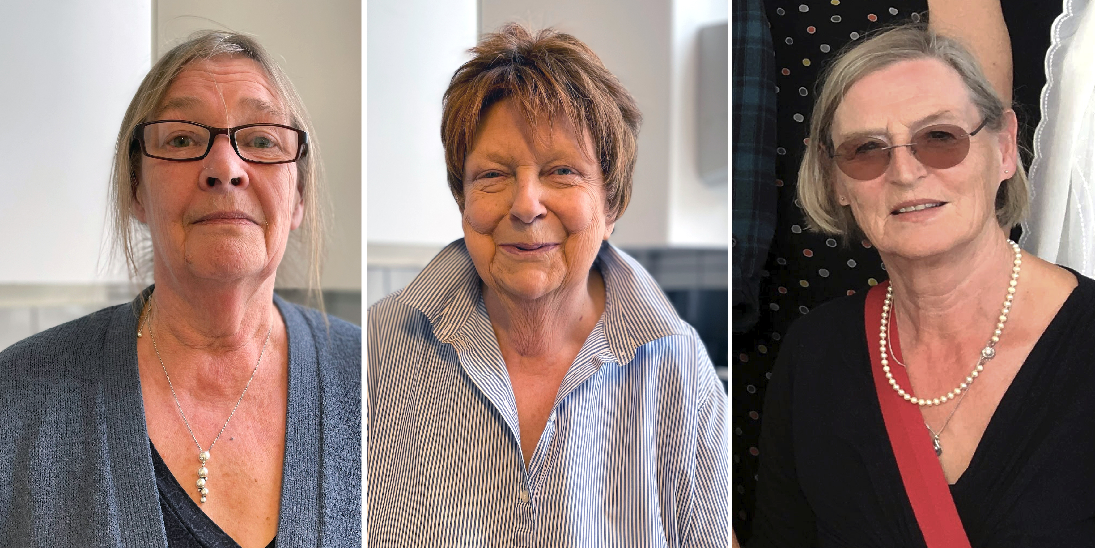 Porträtt av Anette Ekström, Anette Wiberg och Eva Lindberg – ideella medarbetare i Näsets pastorat