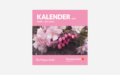 Kalender med motiv av körsbärsblommor.