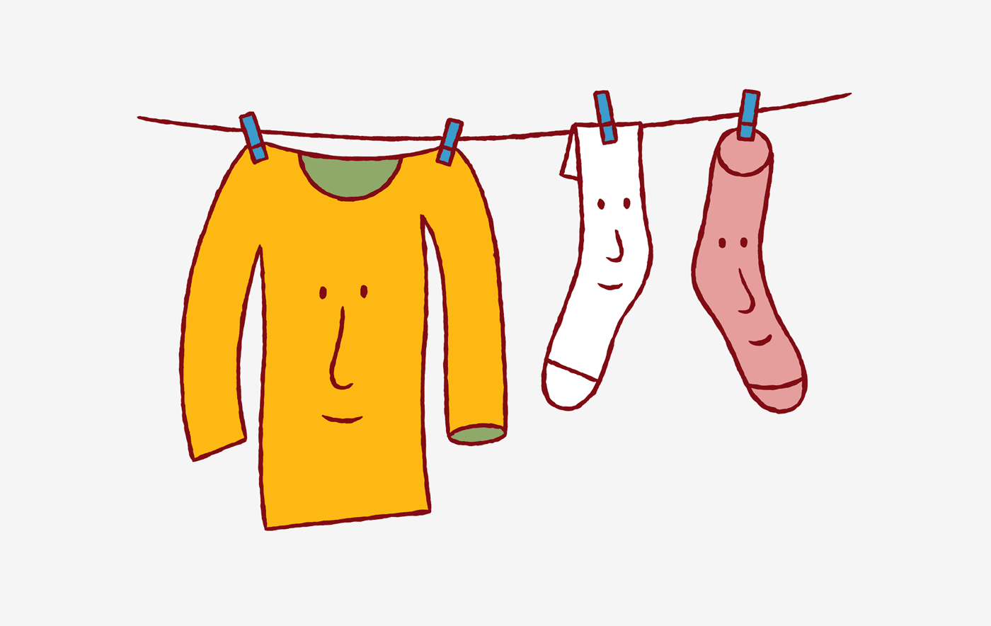 Animation med kläder som hänger på tork.