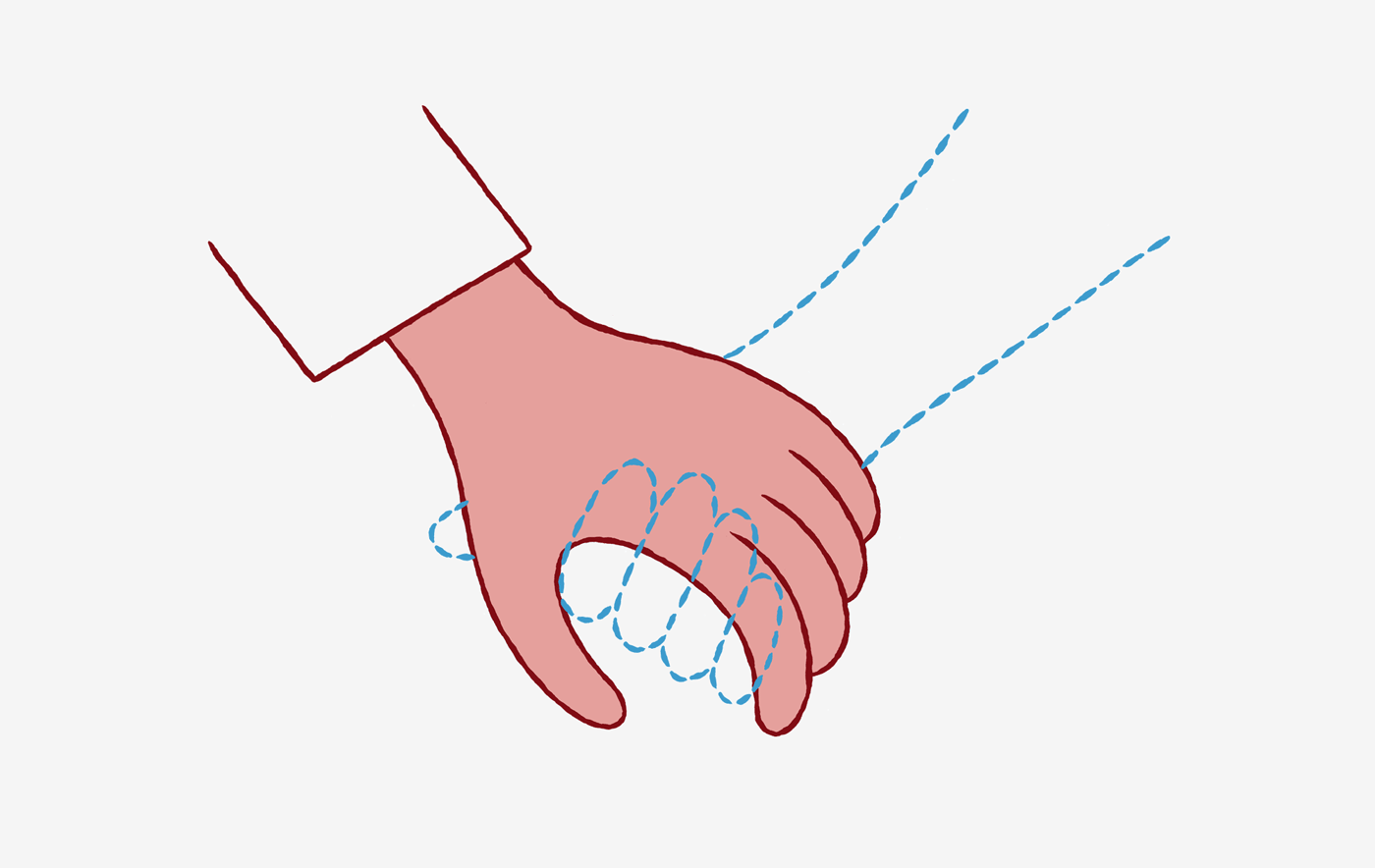 Animation av två som håller handen. 