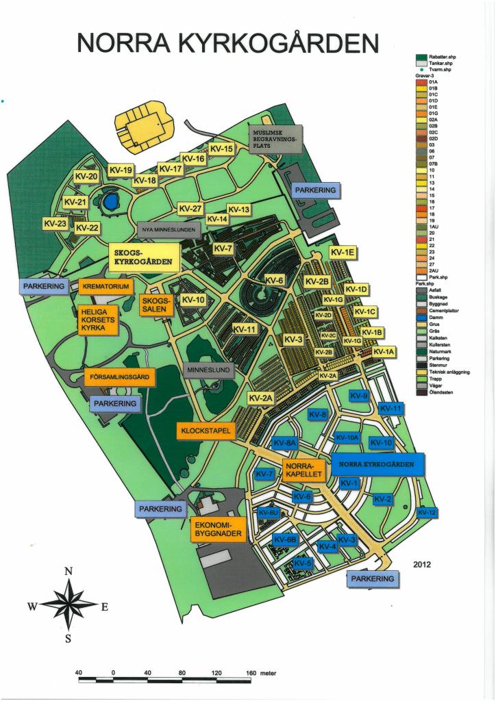 Karta över Norra kyrkogården med Skogskyrkogård och den Muslimska begravningsplatsen 