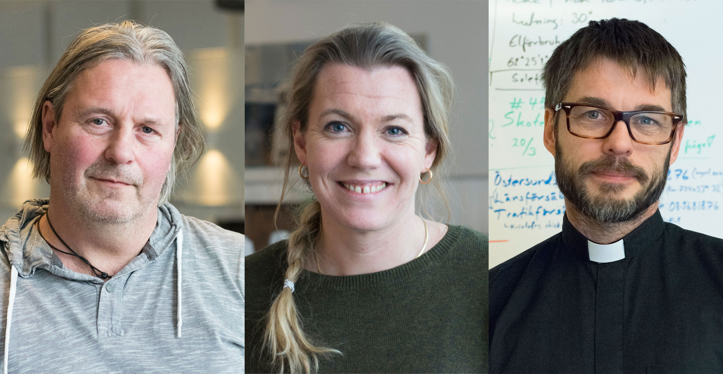 Rune Vestlund, Ninni Dahlin Hedström, barn- och ungdomsledare samt Kjell Thuvall, kyrkoherde Hedebygdens församling