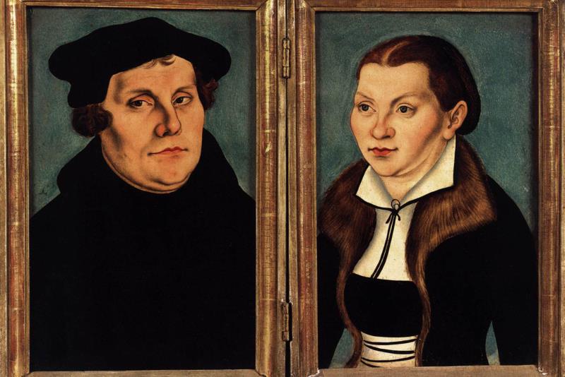 Martin Luther och hans hustru Käthe. 