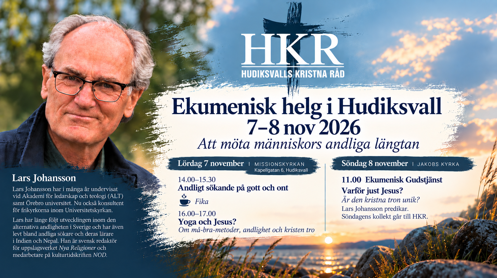 en annonsbild med bild på föreläsaren och text om helgen