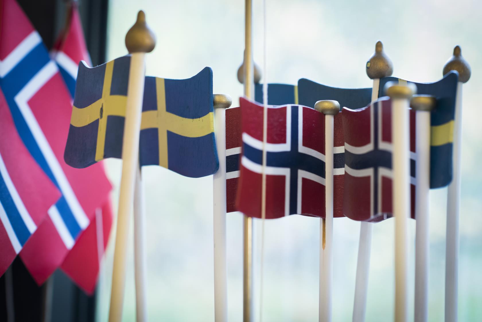 Norska och svenska flaggor