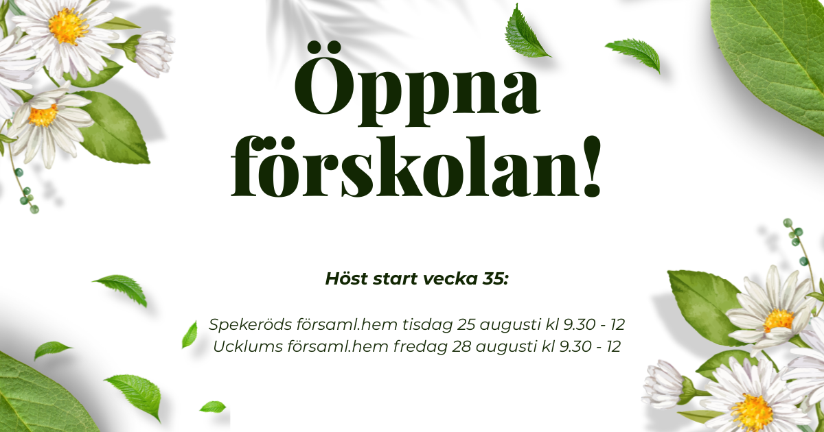 öppna förskolan 2026 höst