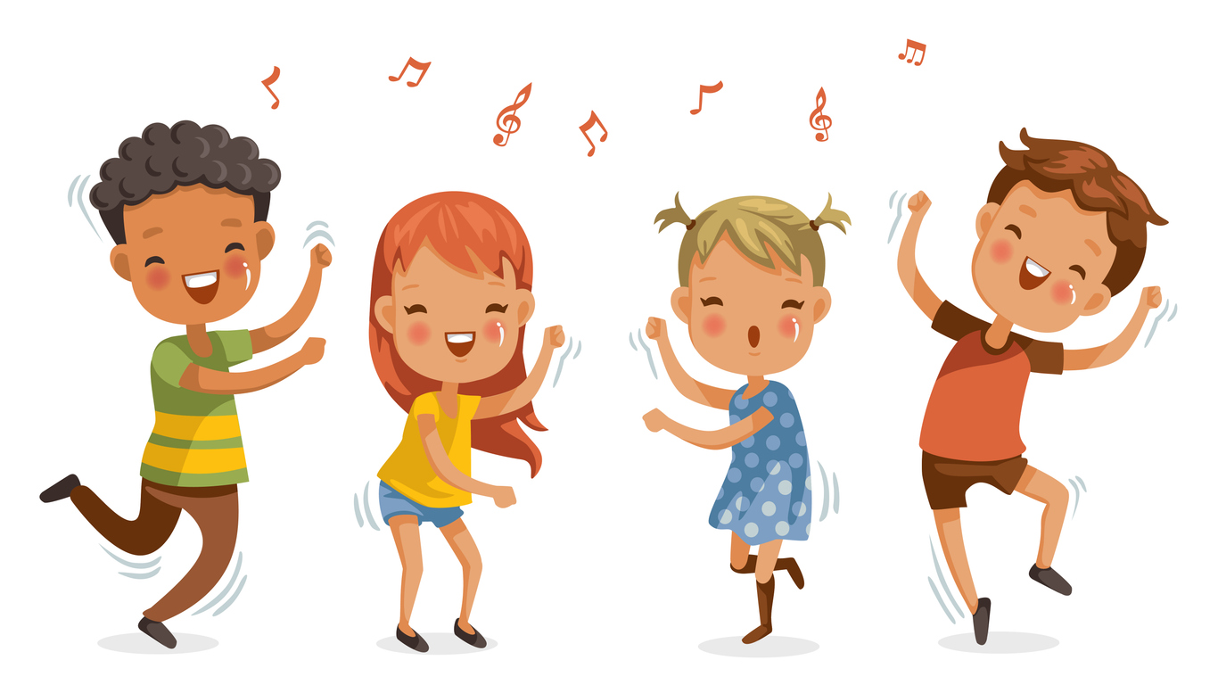 Barn som dansar och sjunger illustration
