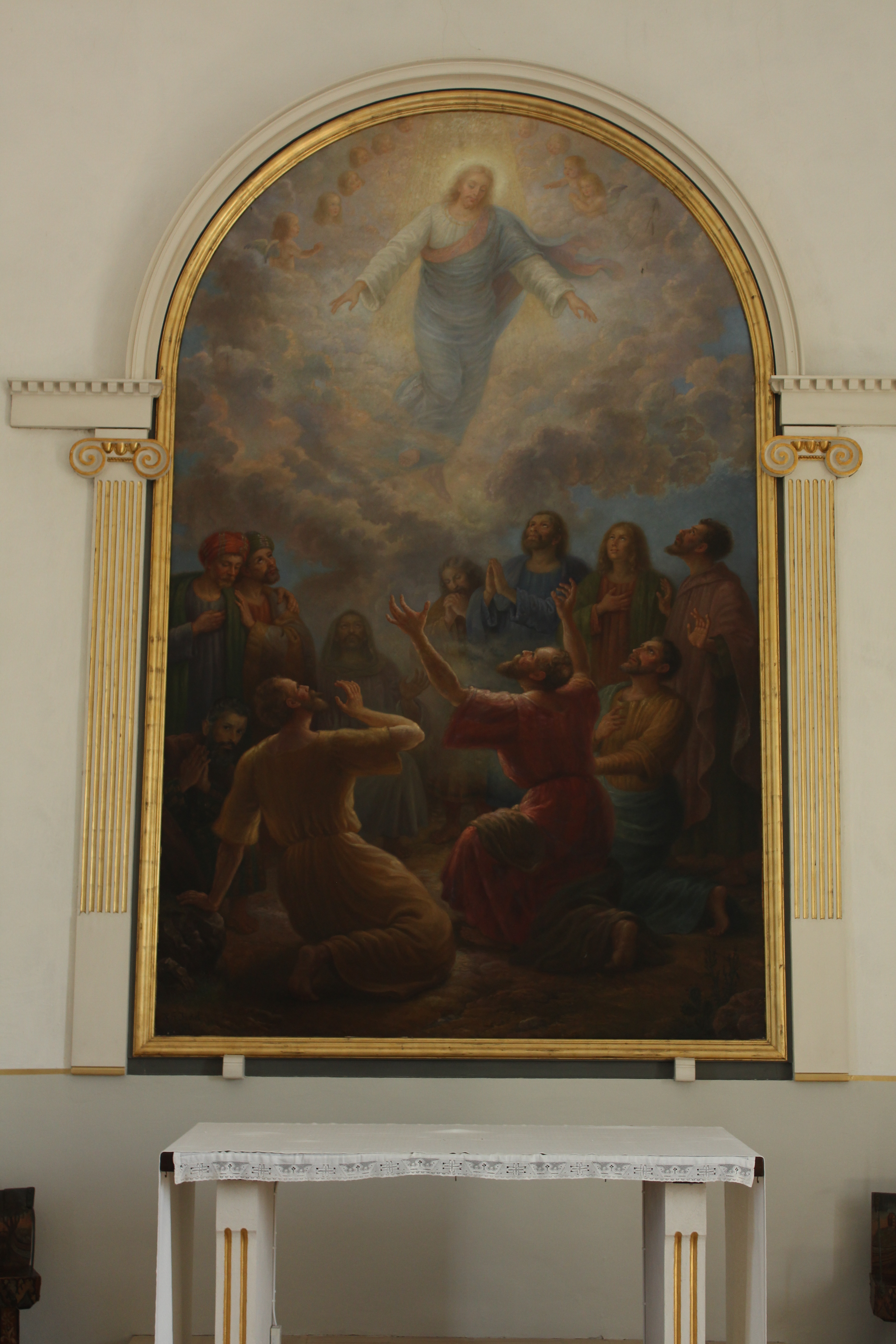 Altartavlan Västra Hargs kyrka föreställande Kristi himmelsfärd.