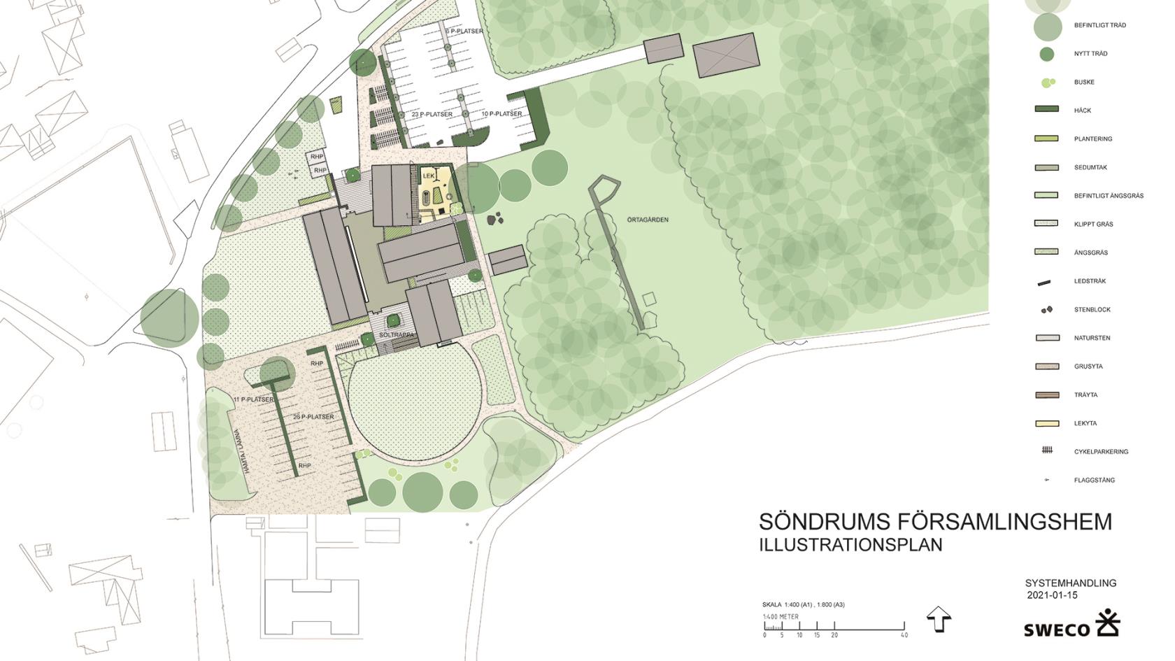 Illustrationsplan ny församlingsgård