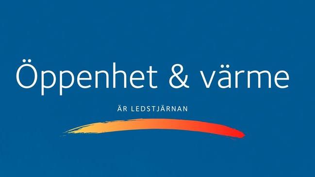 Logga med texten "Öppenhet och värme är ledstjärnan"