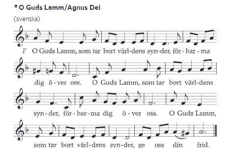 Text och noter till psalmen O, Guds lamm.