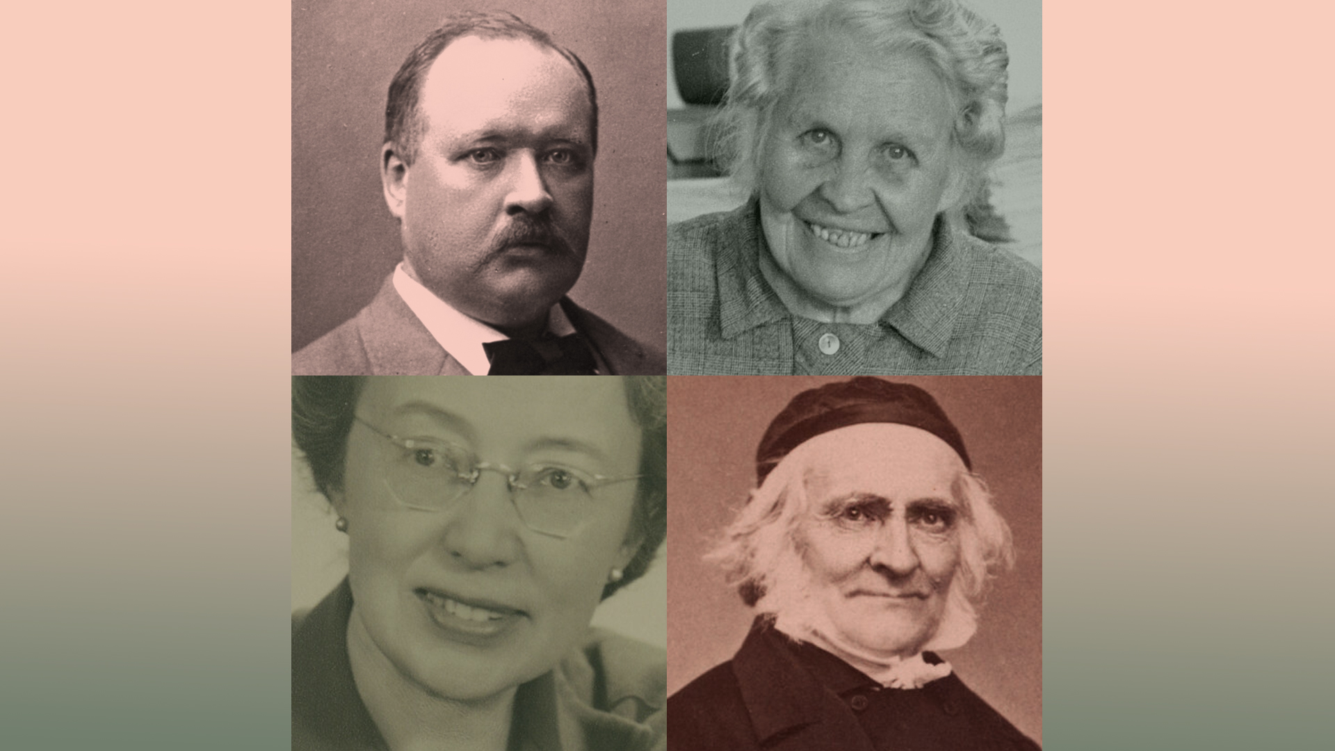 Gamla porträtt föreställande några av de personer som ingår i den digitala kyrkogårdsvandringen.