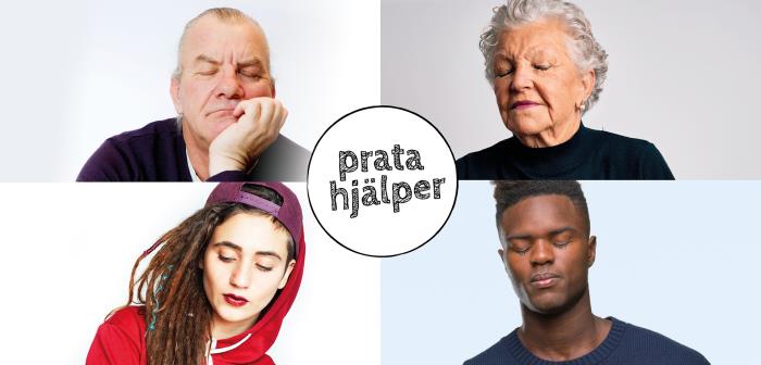 Fyra blundande människor i olika åldrar.