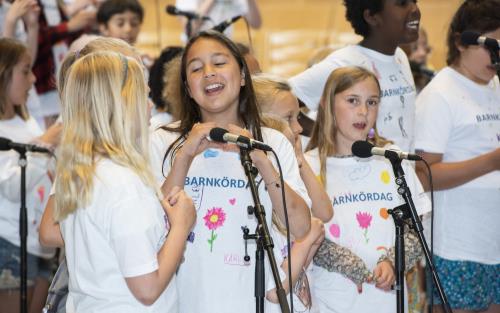 Bilden visar barn som sjunger 