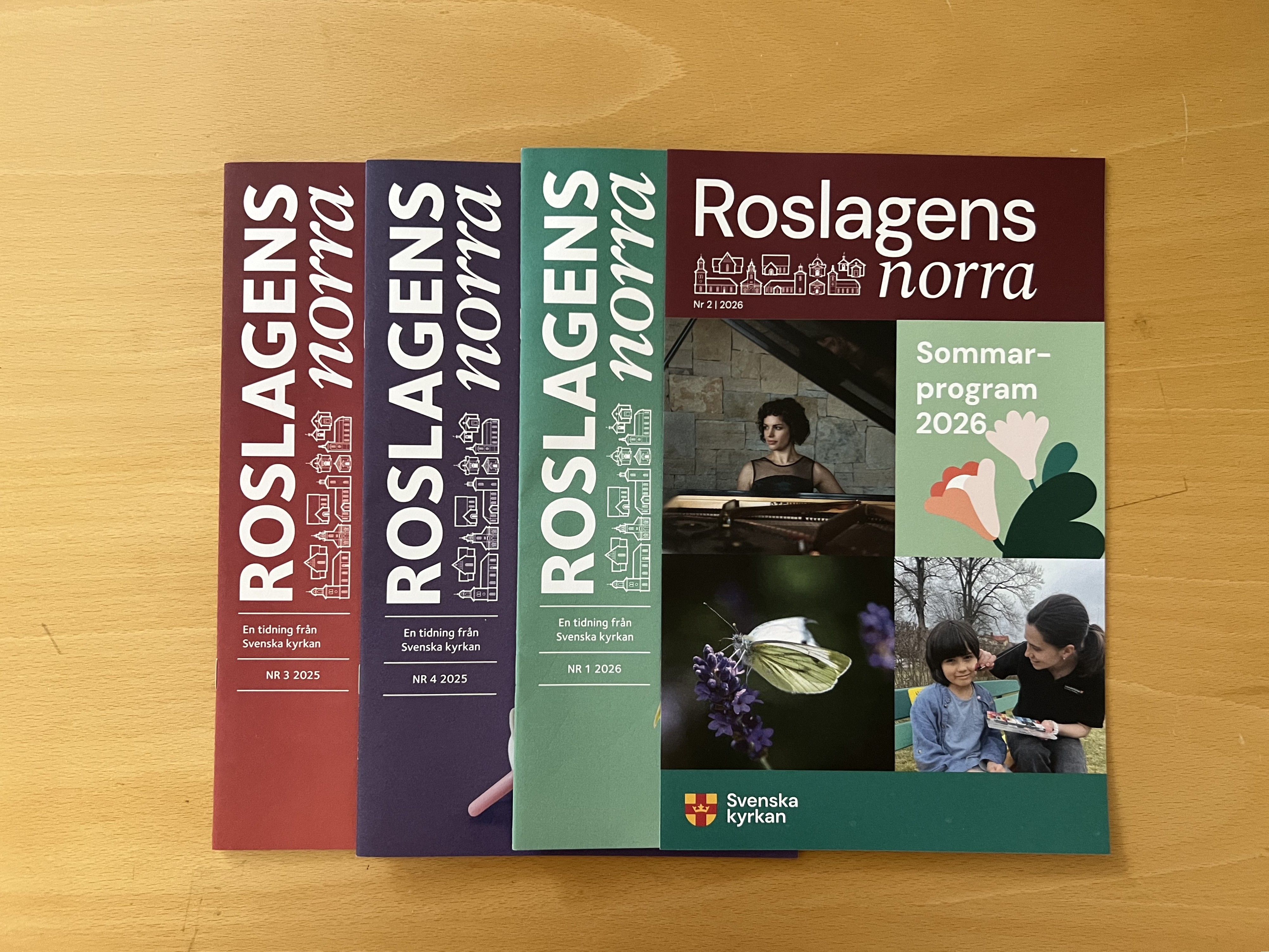 Framsidan på de fyra senaste numren av Roslagens norra