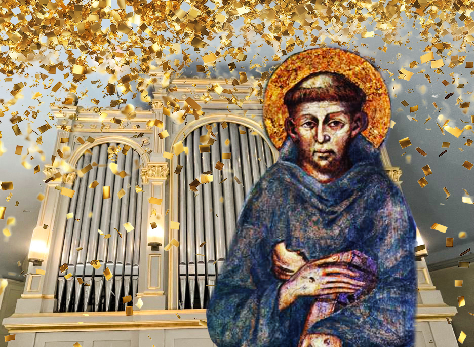 Franciskus med Börstils orgel i bakgrunden