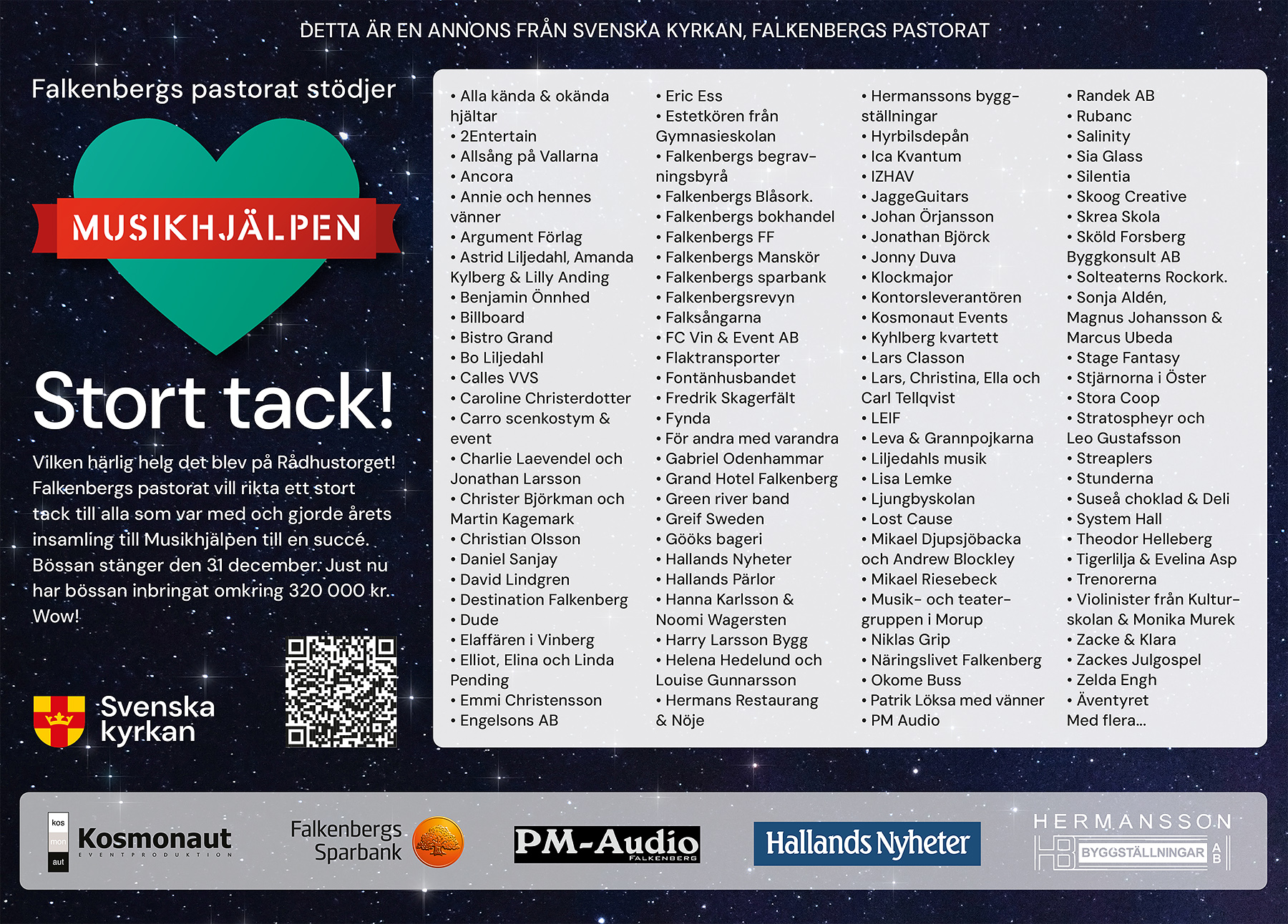 Musikhjälpen, tackannons