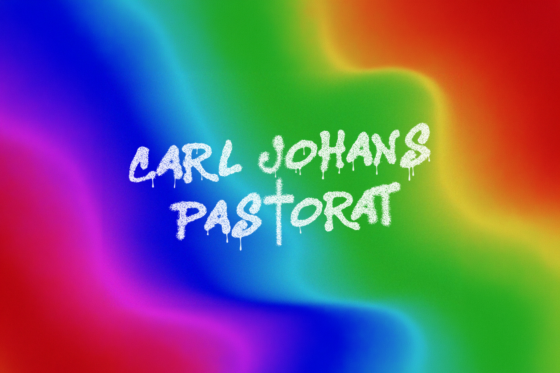 Regnbågsfärger med texten Carl Johans pastorat