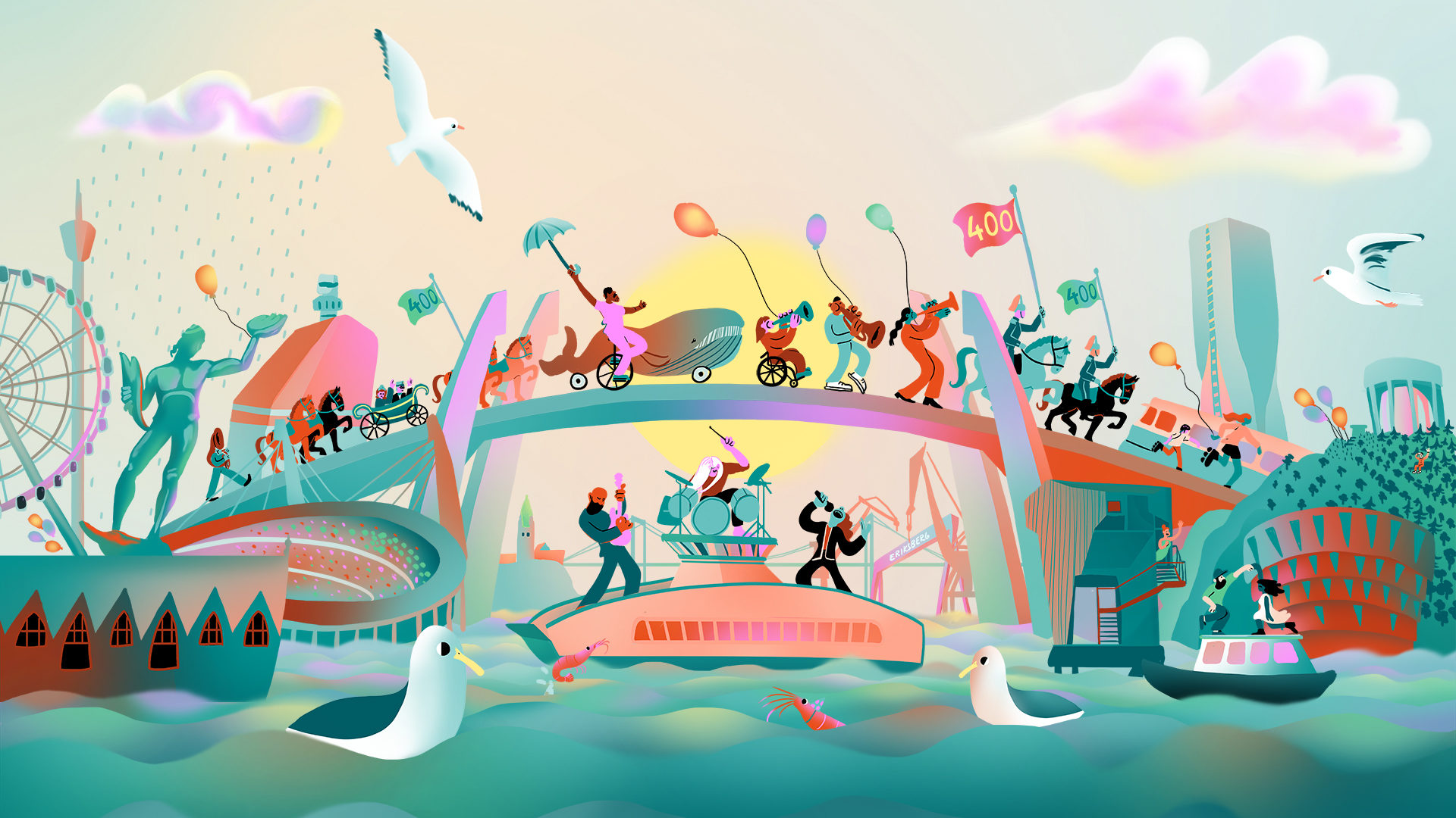 Illustration för Göteborgs 400-årsjubileum.