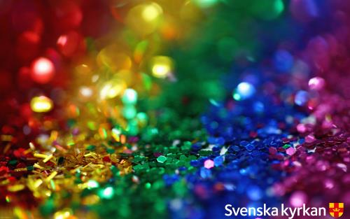 Glitter i regnbågsfärger.
