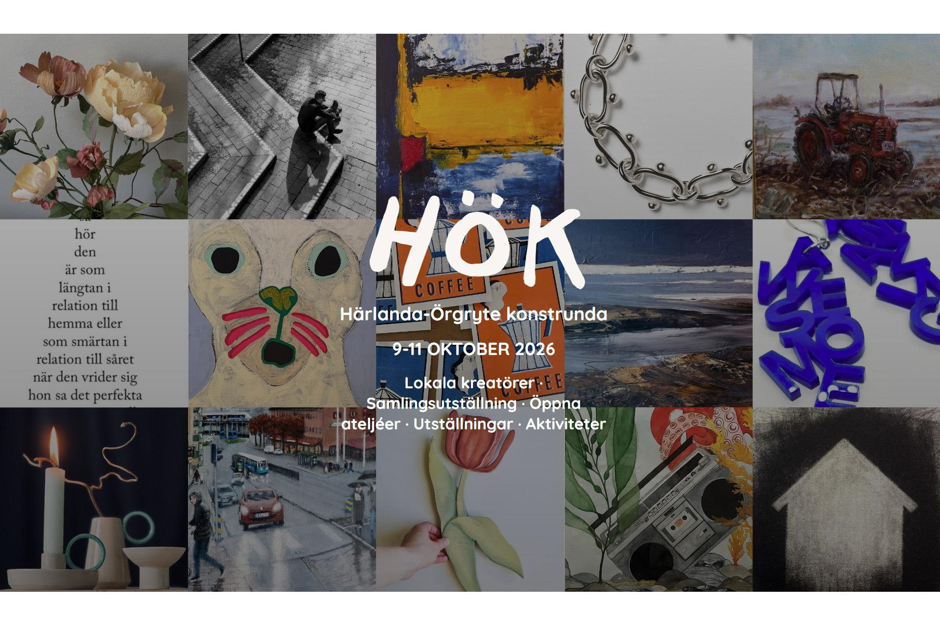 Reklambild för HÖK med kollage av olika konstverk.