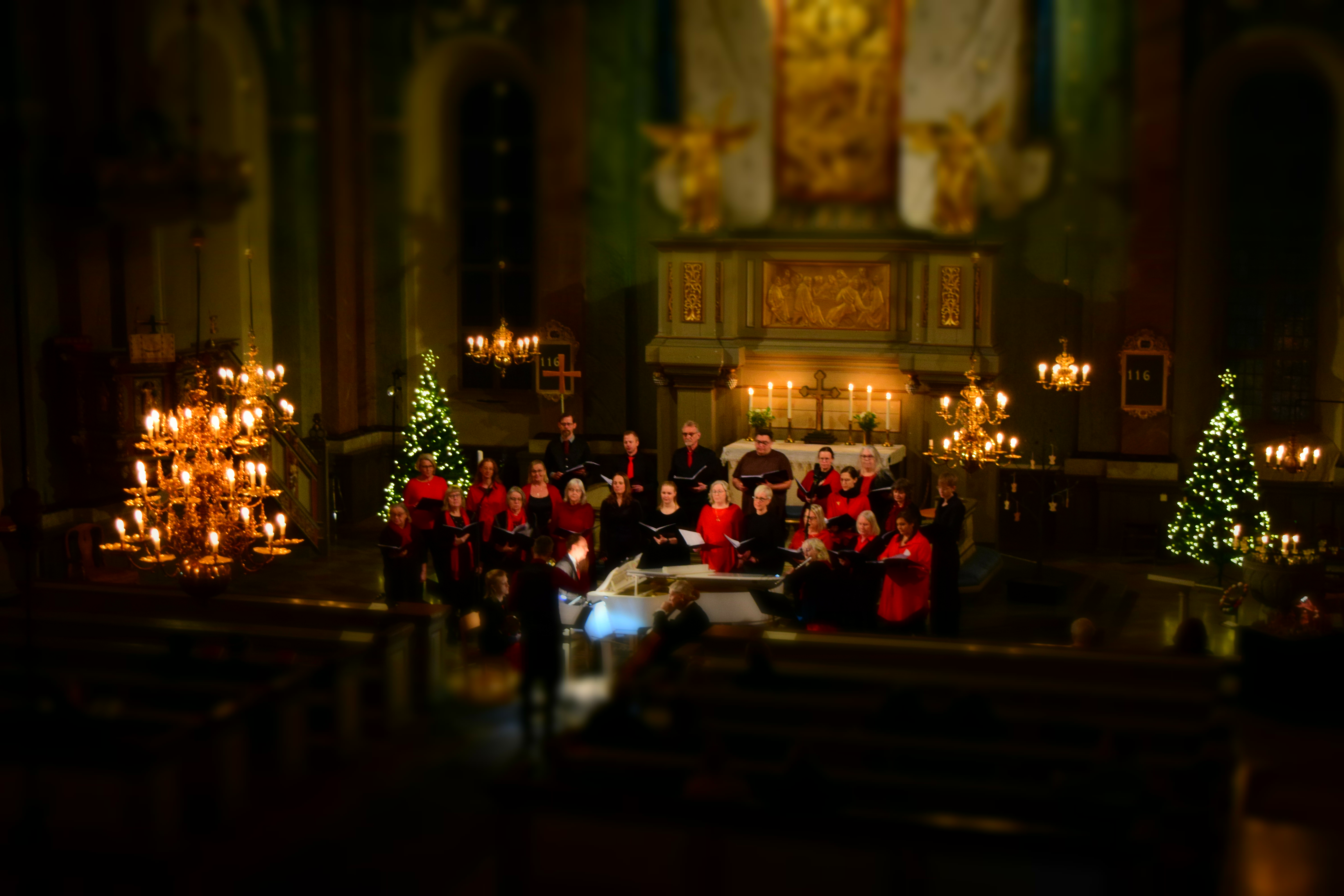 Hedesunda kyrkokör under julkonsert i vackra Hedesunda kyrka.