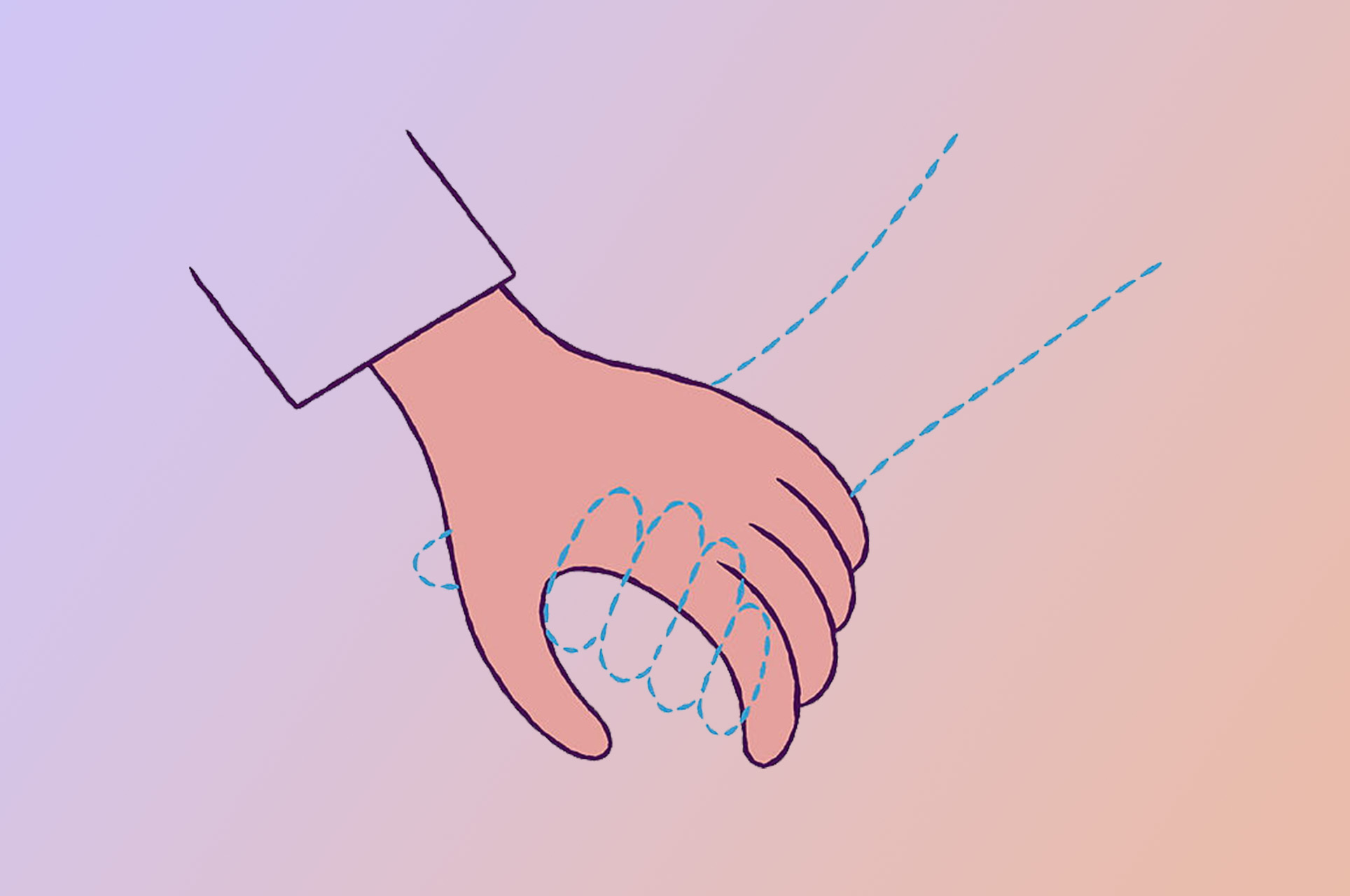 En osynlig hand som håller handen.