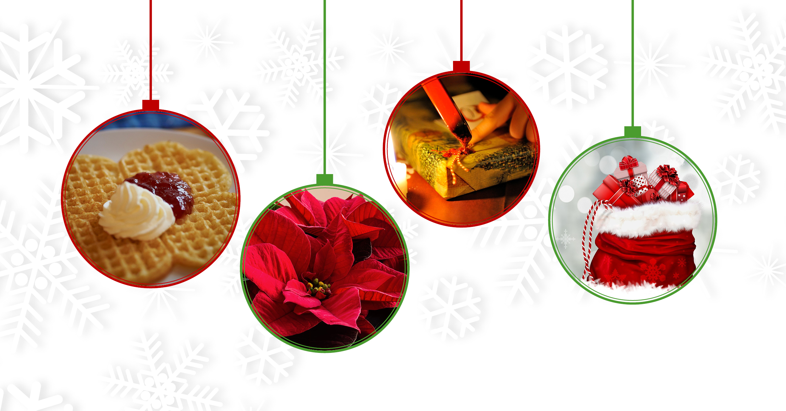 Julgranskulor med olika adventsmotiv