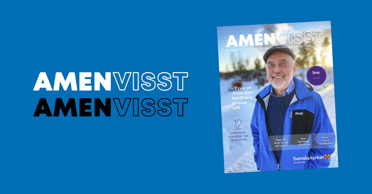 Omslaget till Amenvisst nr 1 2022 på blå bakgrund