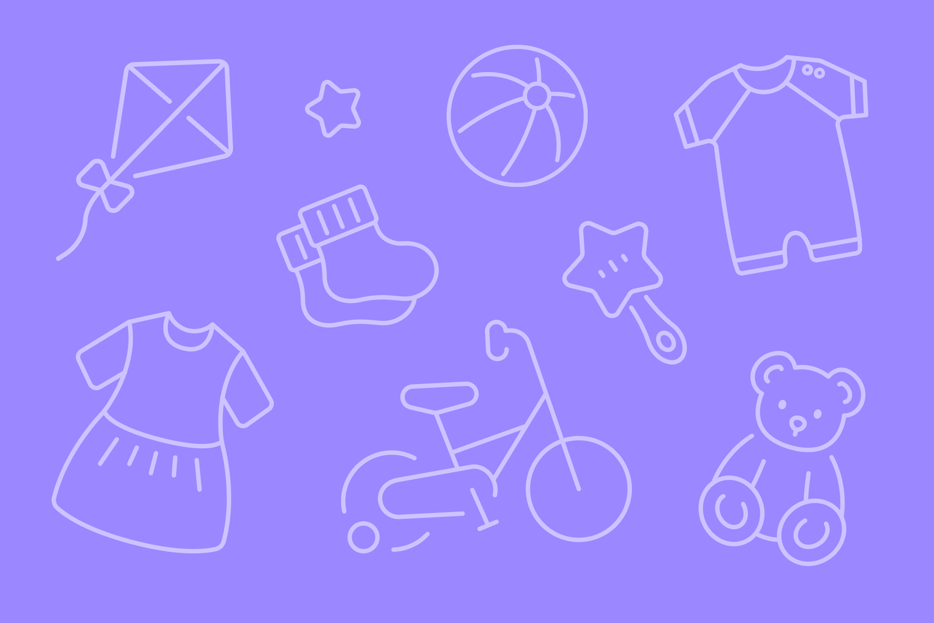 Illustrerat kollage av olika saker som kan säljas på en loppis.