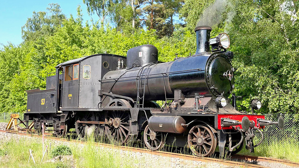 Ånglok på järnvägsmuseet i Ängelholm.
