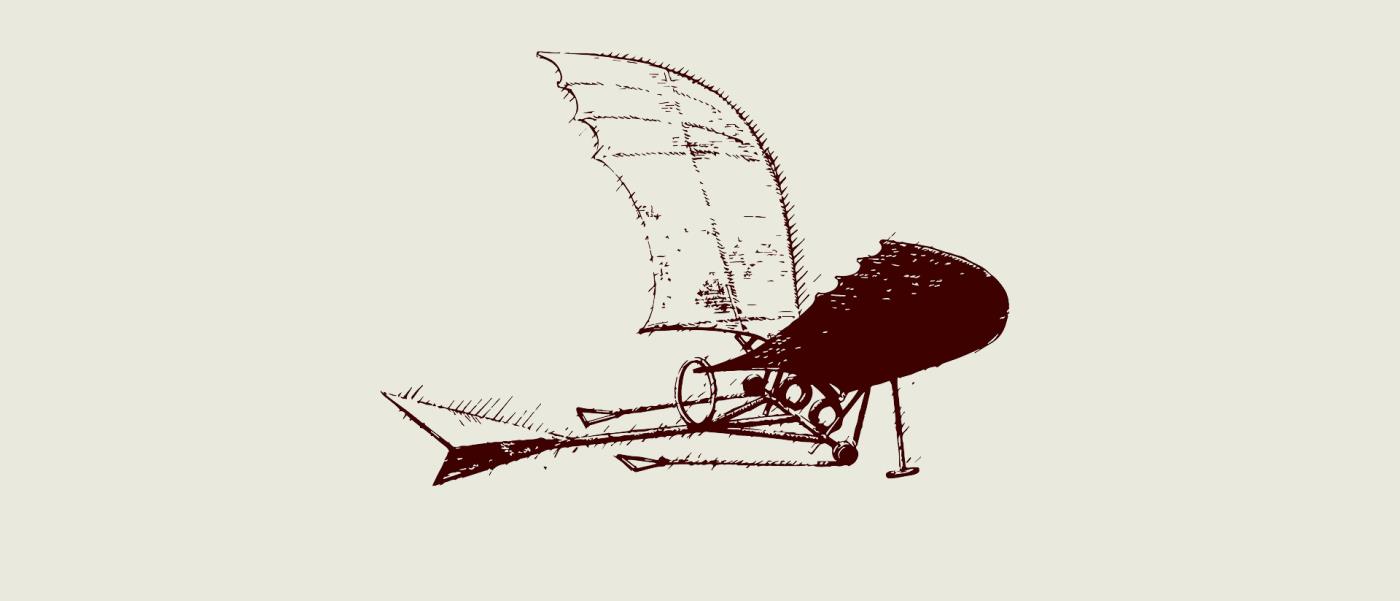 Flygplansskiss av Leonardo da Vinci.
