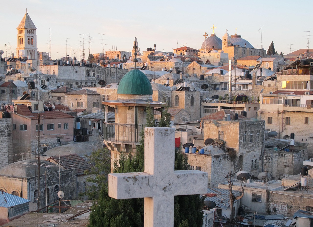 Takbild över del av Jerusalem