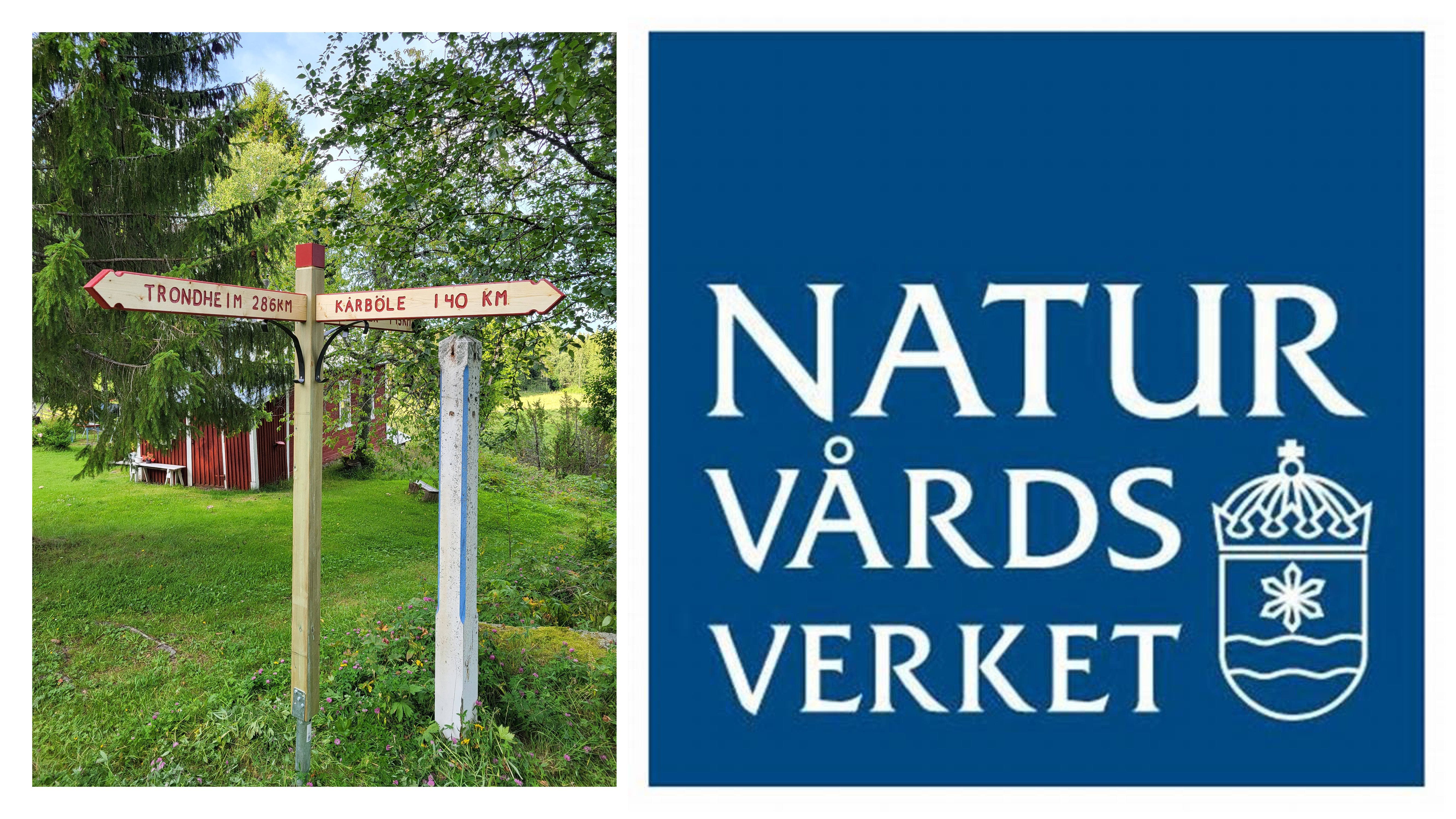 En skylt med avstånd till olika platser.