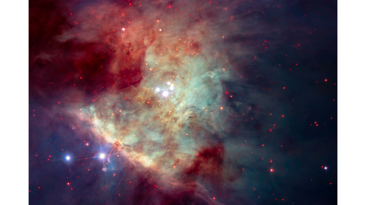 Orions bälte syns i en färgsprakande bild från James webb telescope