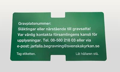 Bild på skylt som efterlyser anhöriga till gravsatta