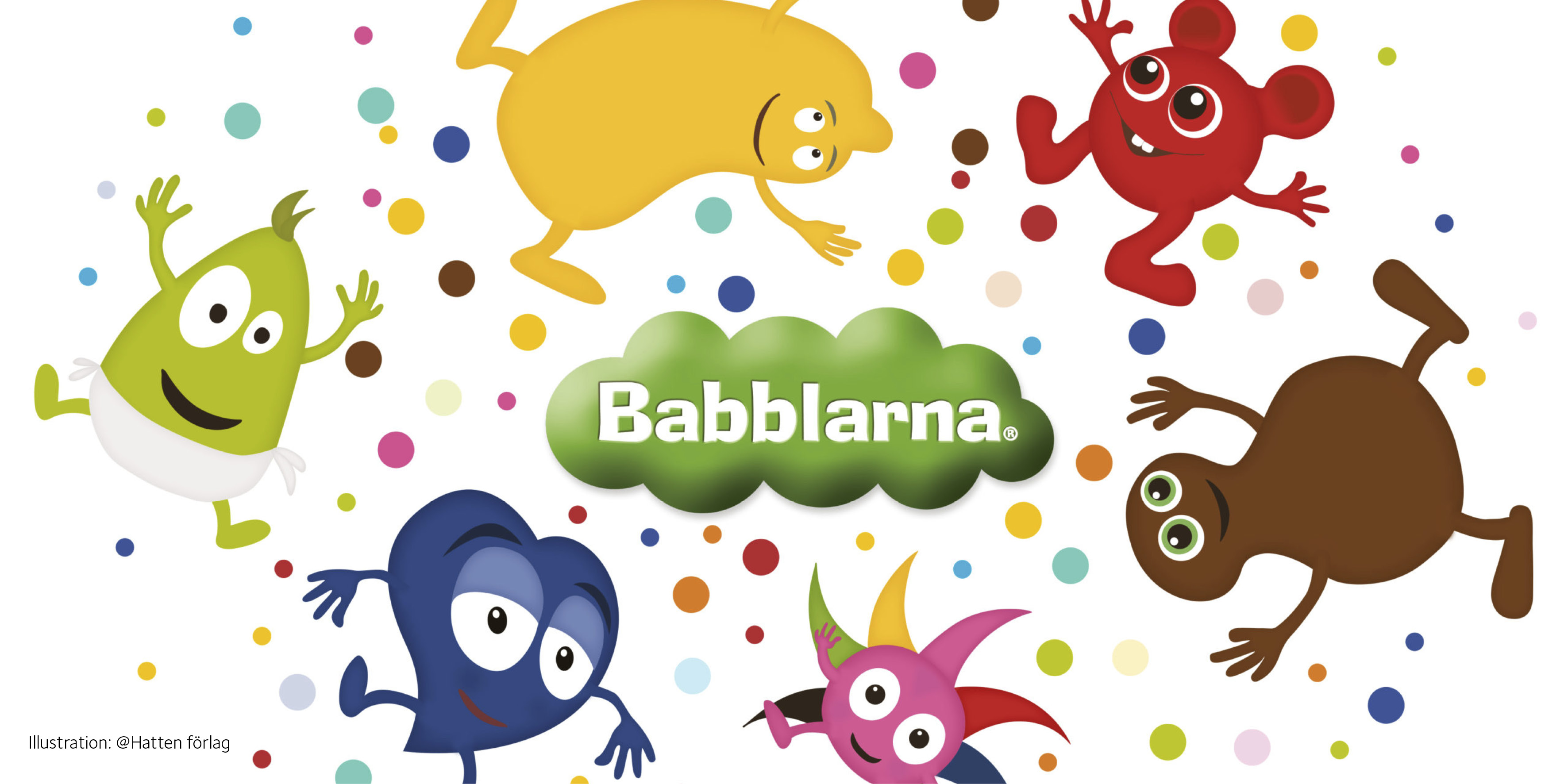 Babblarna snurrar runt ett moln med deras logga. 