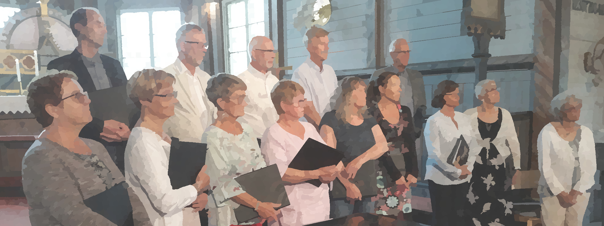 En bild av en för sång uppställd kör