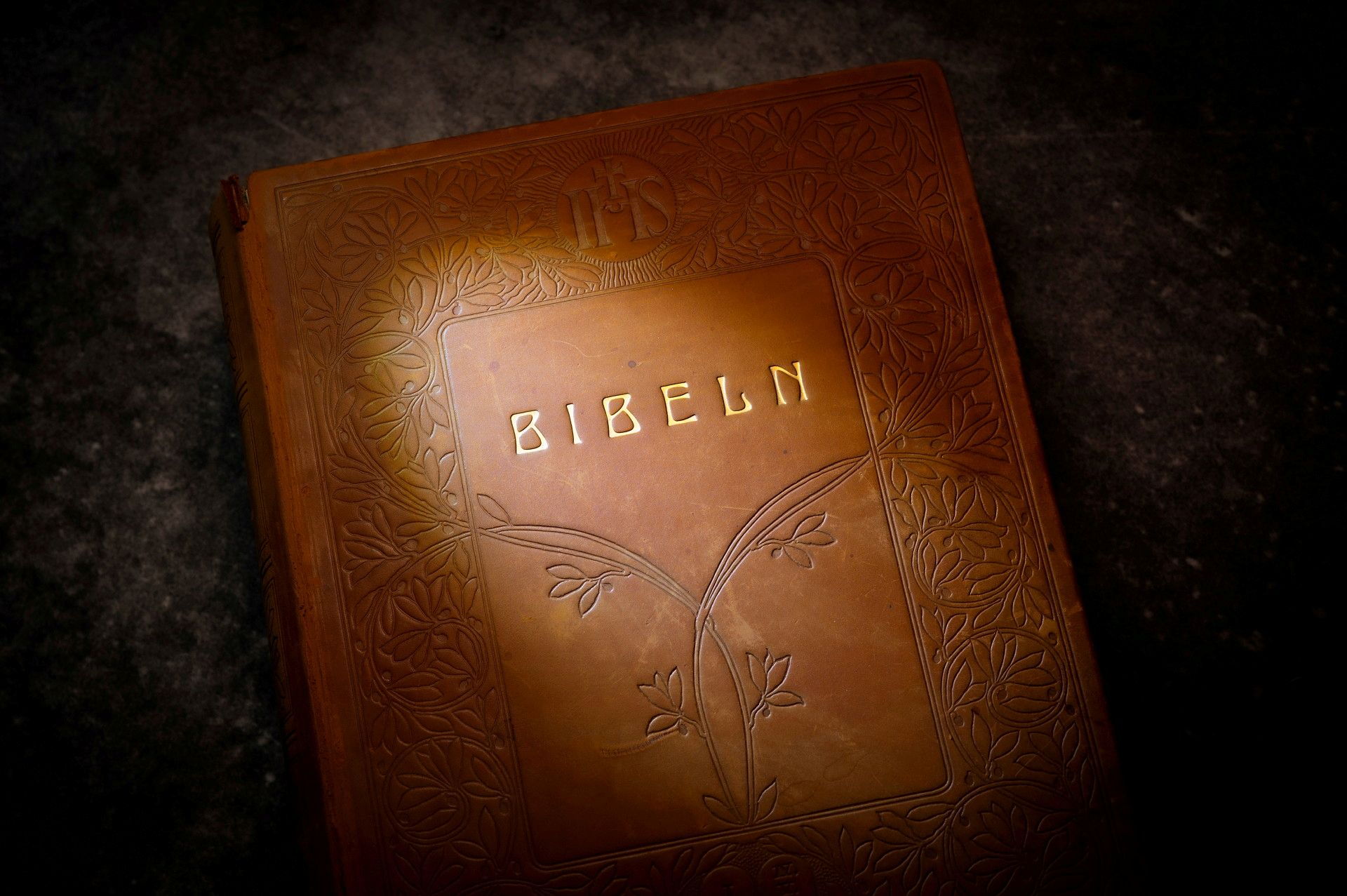 Gammal Bibel med spotlight