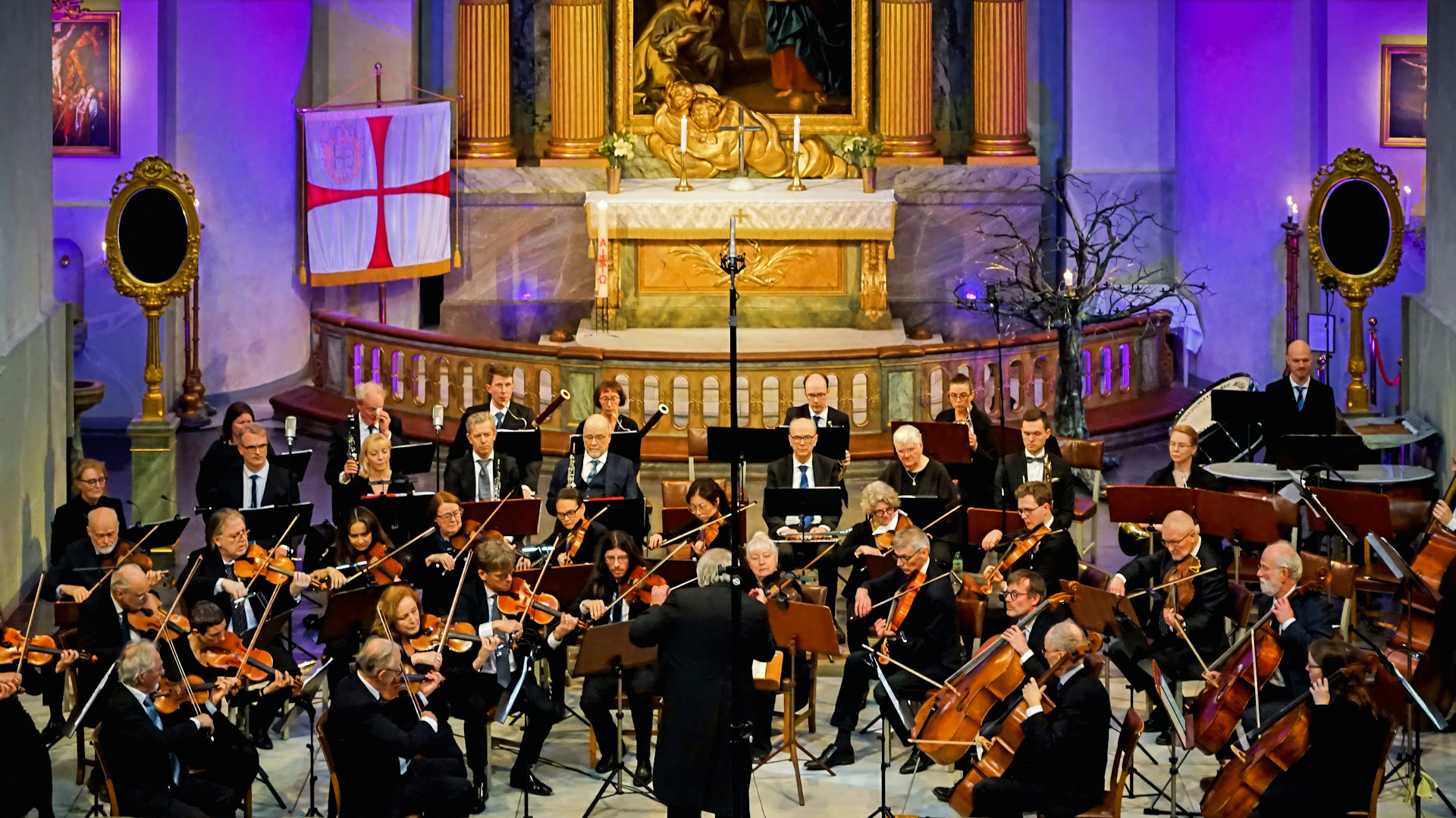 Stockholms Symfoniorkester under en konsert i Hedvig Eleonora kyrka.