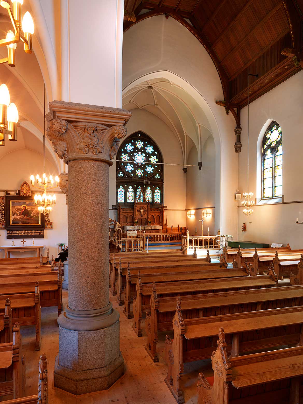 interiör i Gustaf Adolfskyrkan