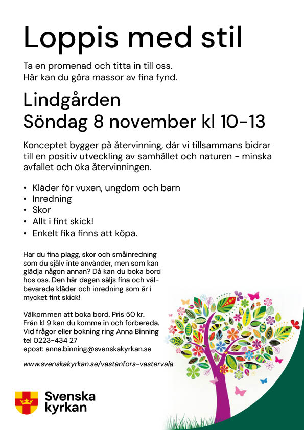 Affisch med info om Loppis med stil