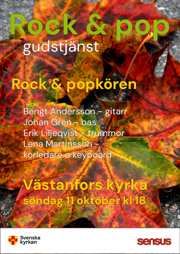Affisch med höstlöv och text