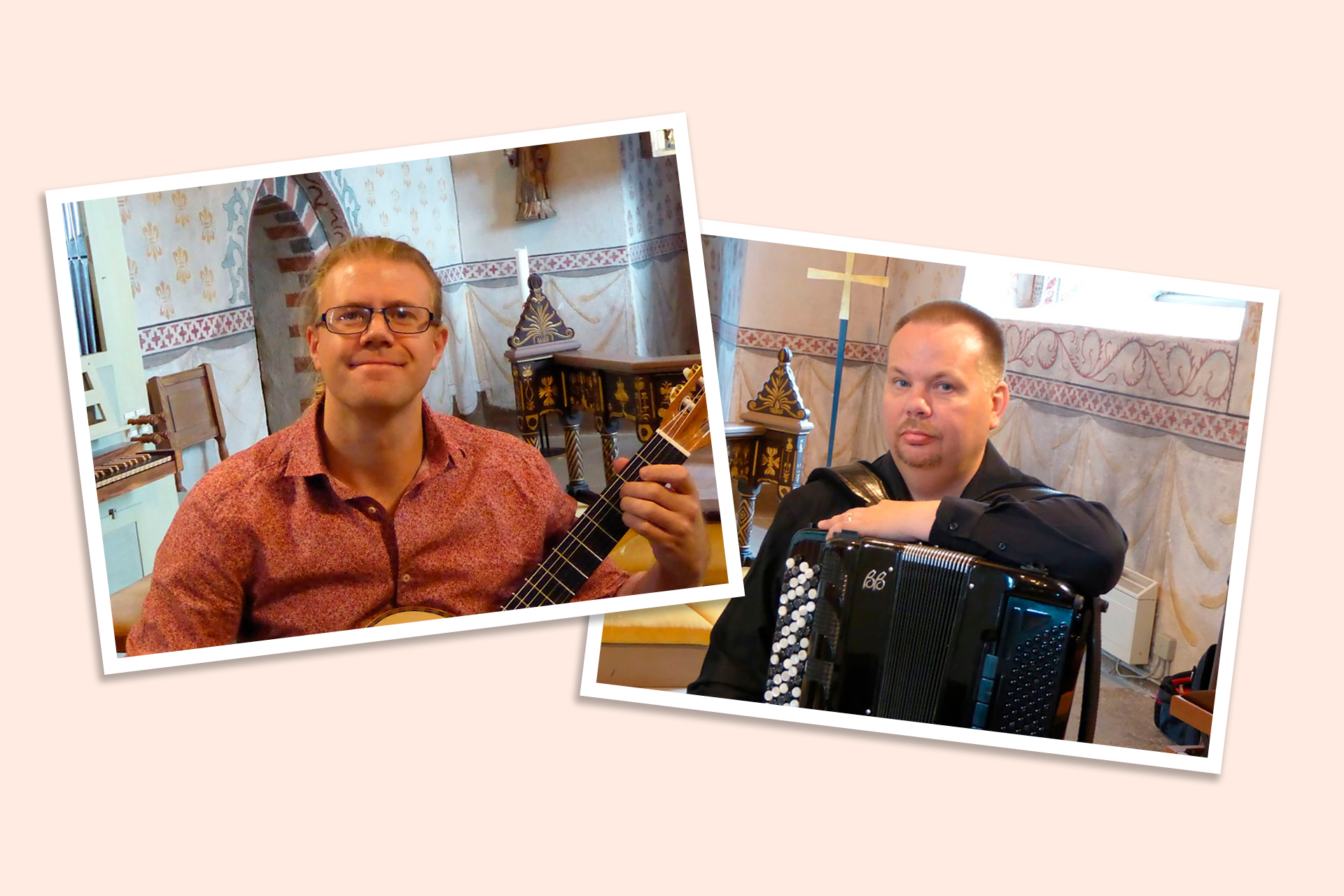 En musiker med gitarr och en med dragspel