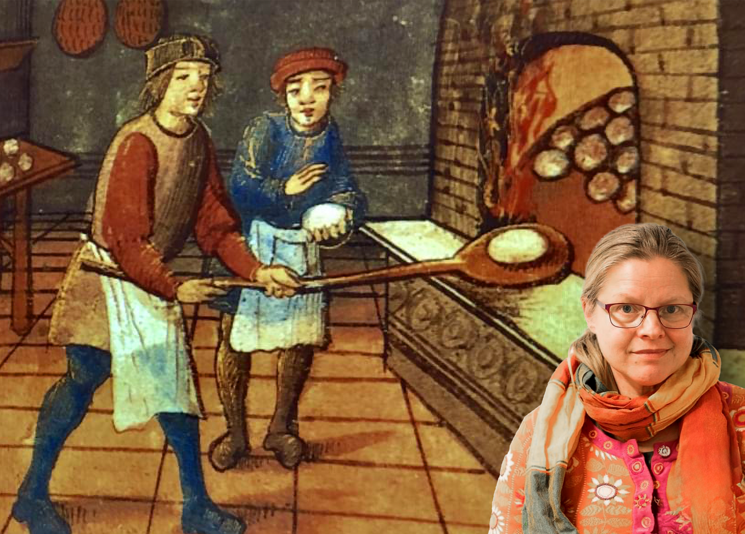 Lena Roos med medeltida bagare