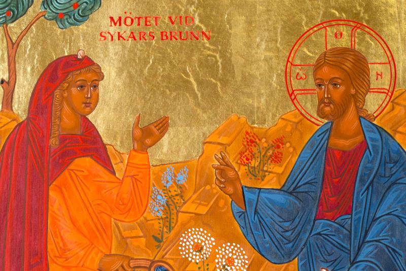 Ikon som föreställer mötet mellan Jesus och den syrisk-fenikiska kvinnan vid Sykars brunn