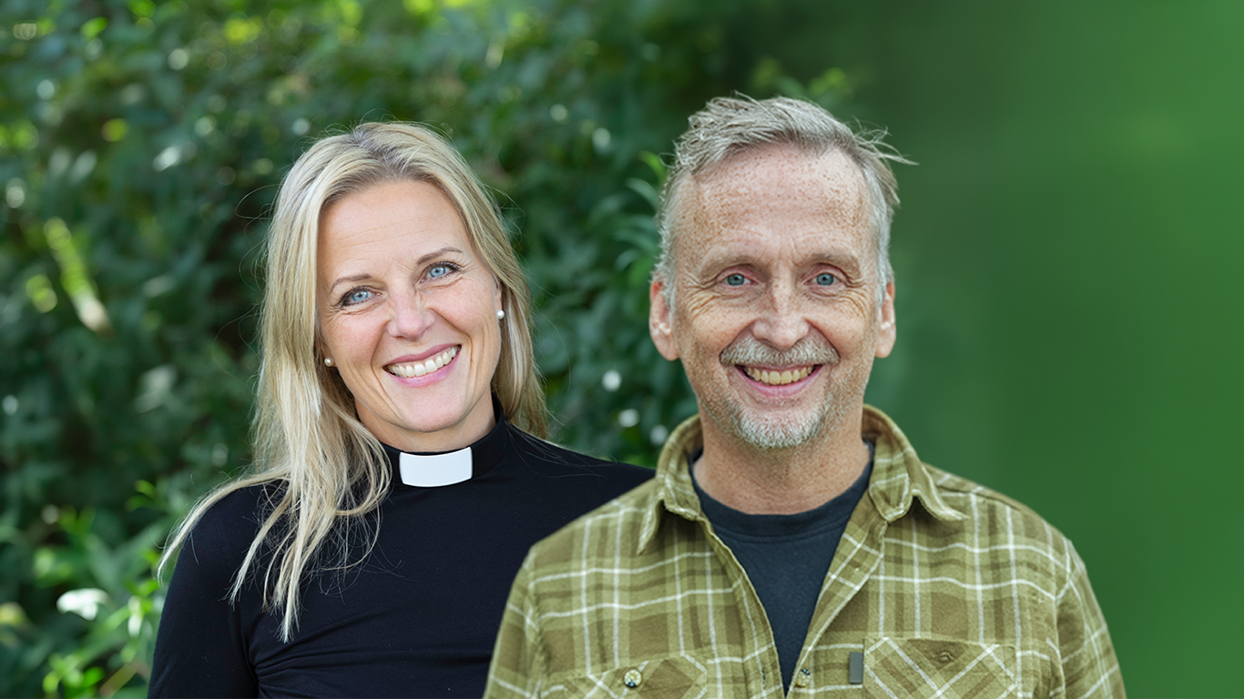 Kollage med Randi Guldstrand (präst) och Martin Östergren (musiker)