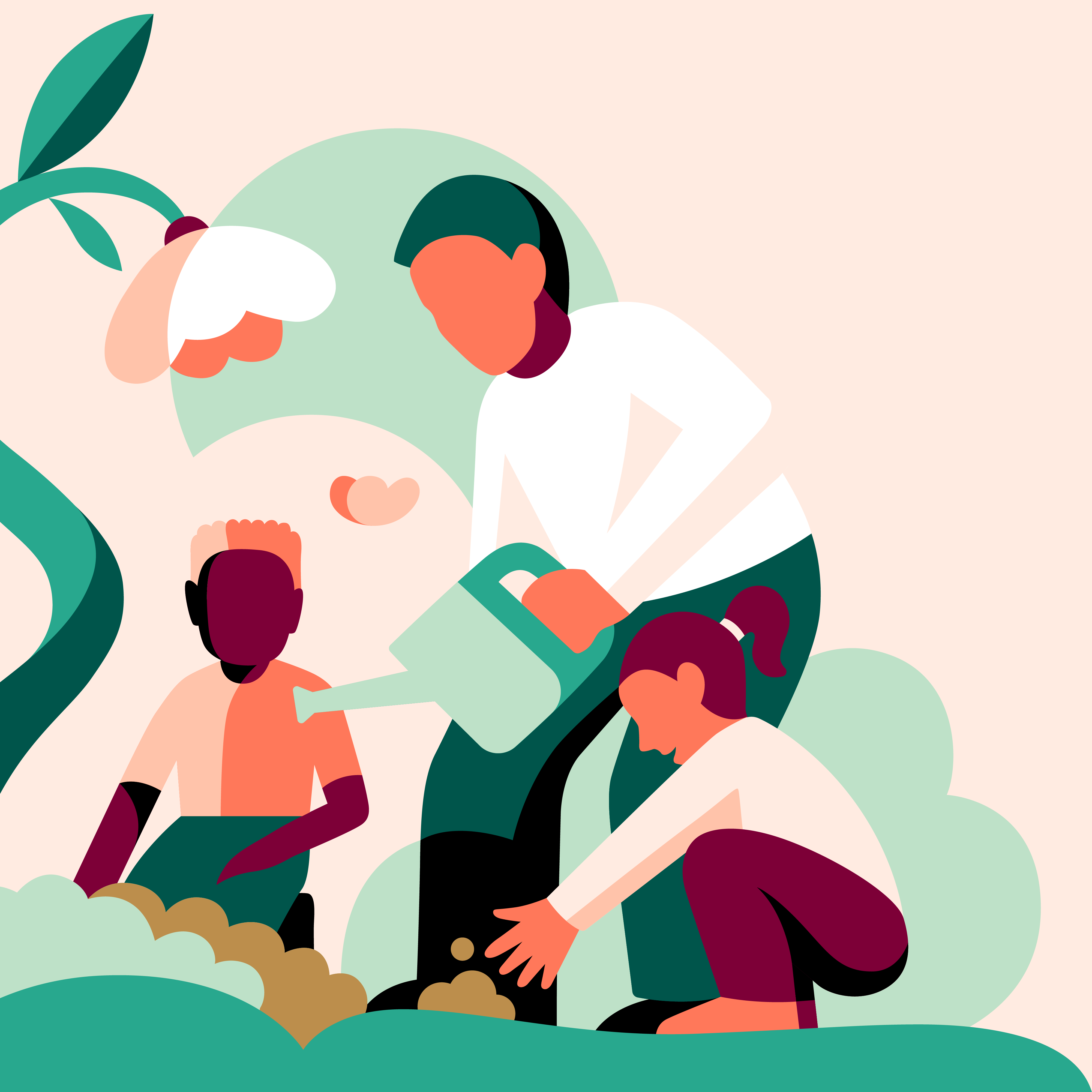 Illustration med familj