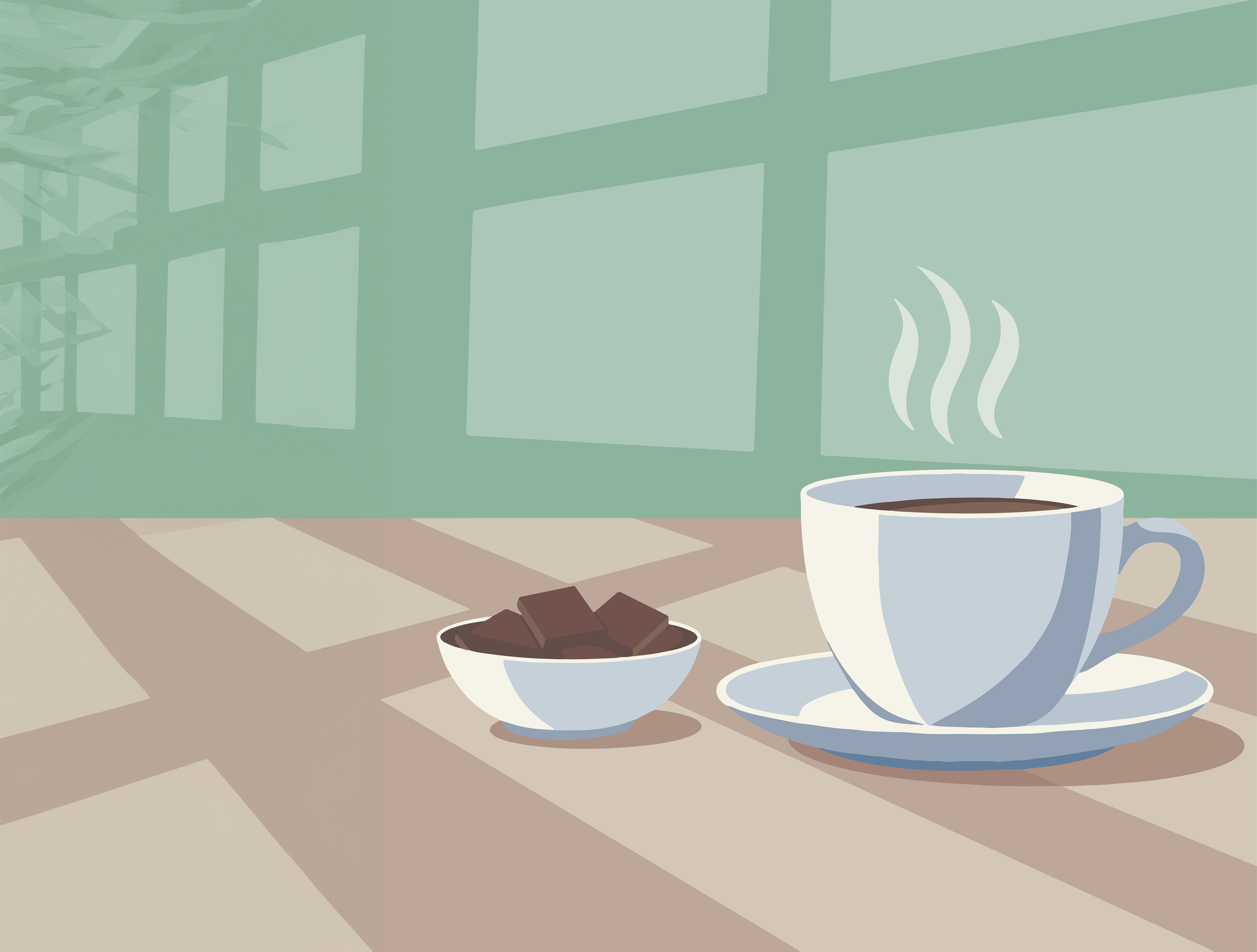 En illustration av kaffe och choklad