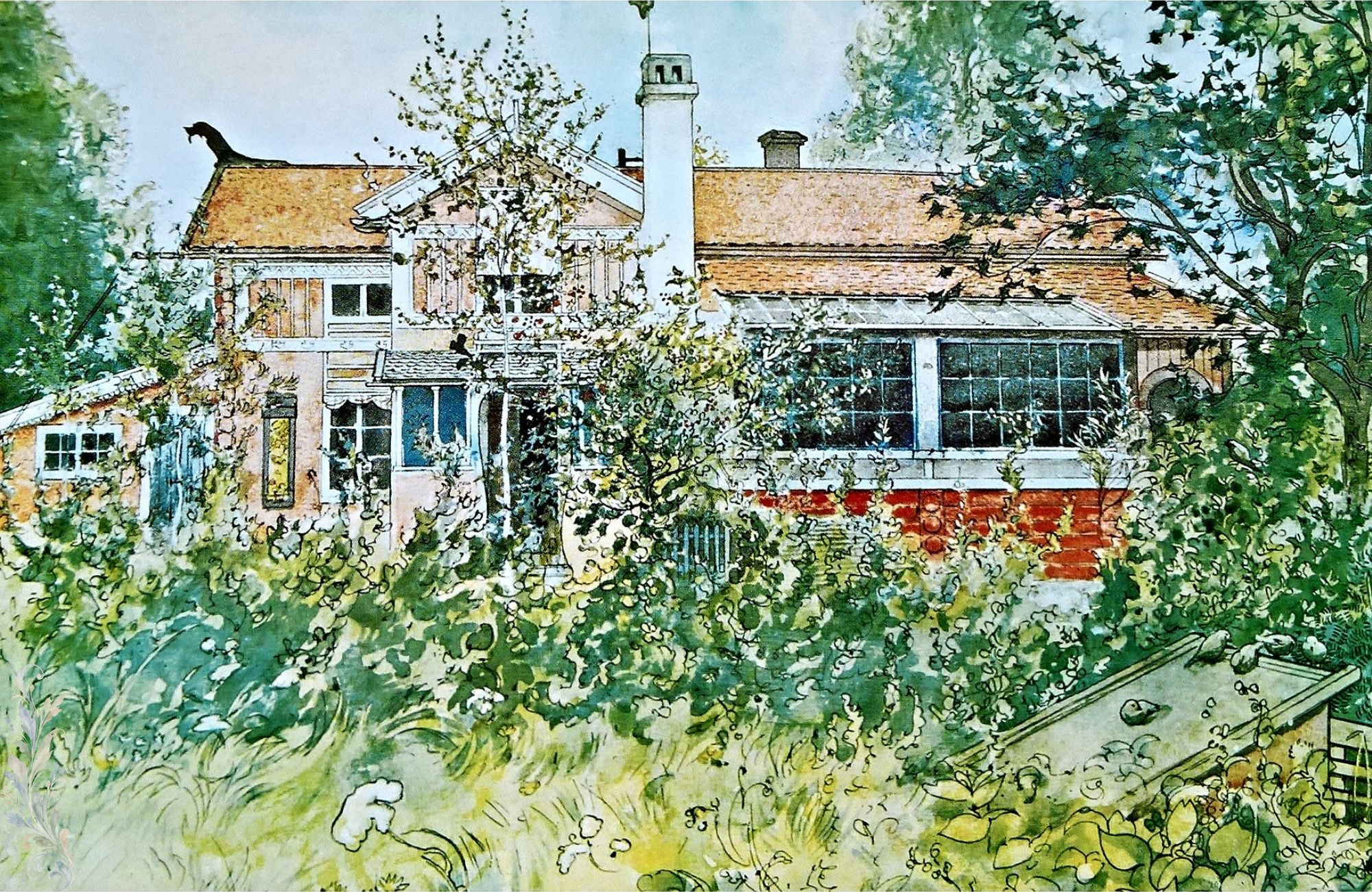 Tavla av Carl Larsson som föreställer Sundborn